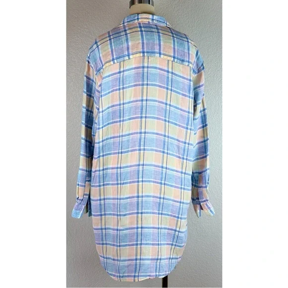 Frank & Eileen Mary Linen Plaid Shirt Dress Multi Color Plaid, size Large - Picture 6 of 13